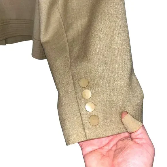 Talbots Women's Sz 18 Military Style Wool Jacket Light Camel Snaps - Picture 5 of 8